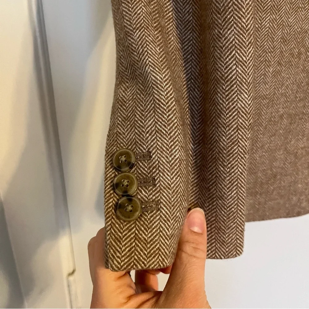 J. Crew Women's Brown tan Herringbone wool-blend Holland blazer women’s size 4